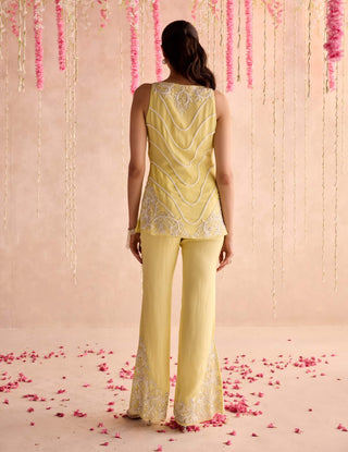 Lemon yellow embellished kurta set