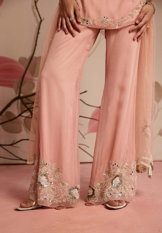 Dusty pink embellished sleeveless kurta set