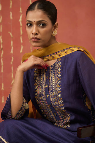 Purple Rani Embroidered Kali Kurta Set by Shivani Bhargava available on Indiaspopup.com