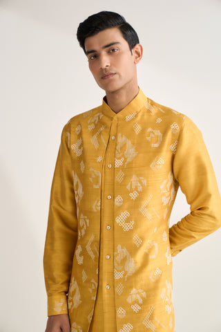 Marigold embroidered contemporary kurta set
