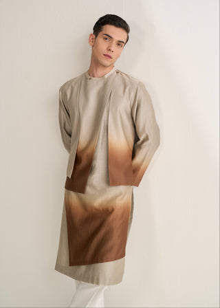 Fog brown ombre layered kurta set