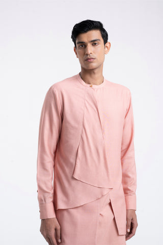 Onion pink layered drape kurta set