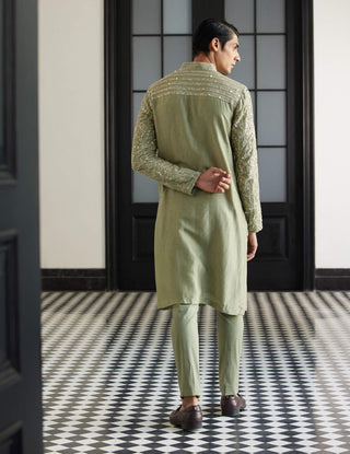 Fritz Sage Green Kurta And Pants by Charu & Vasundhara Men available on Indiaspopup