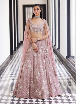Faiza Daisy Pink Lehenga Set by Charu & Vasundhara available on Indiaspopup