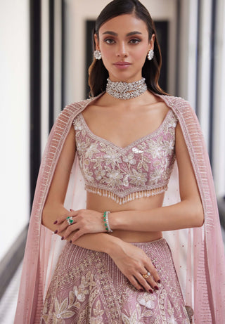 Faiza Daisy Pink Lehenga Set by Charu & Vasundhara available on Indiaspopup