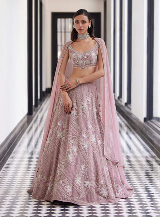 Faiza Daisy Pink Lehenga Set by Charu & Vasundhara available on Indiaspopup