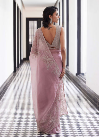 Fia Daisy Pink Sari And Blouse by Charu & Vasundhara available on Indiaspopup