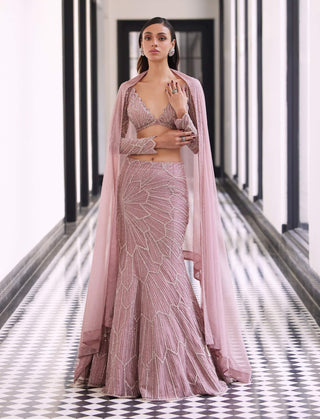 Felina Daisy Pink Lehenga Set by Charu & Vasundhara available on Indiaspopup