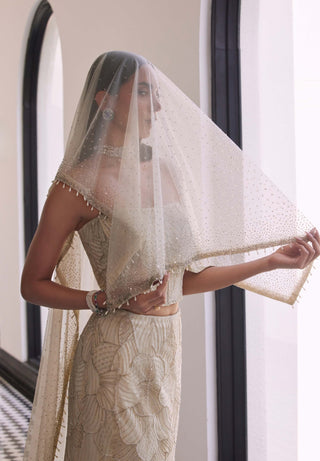 Fonysthia Ivory Lehenga Set by Charu & Vasundhara available on Indiaspopup