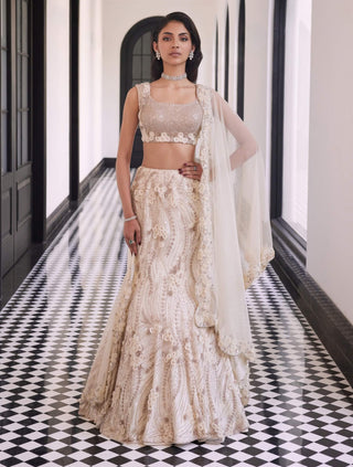 Felix Ivory Embellished Lehenga Set by Charu & Vasundhara available on Indiaspopup