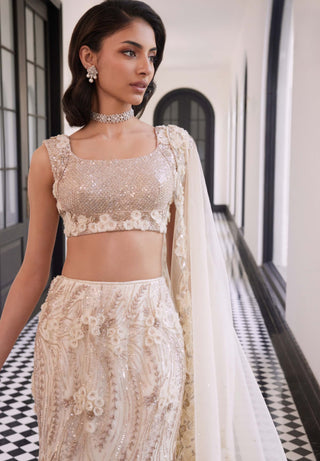 Felix Ivory Embellished Lehenga Set by Charu & Vasundhara available on Indiaspopup