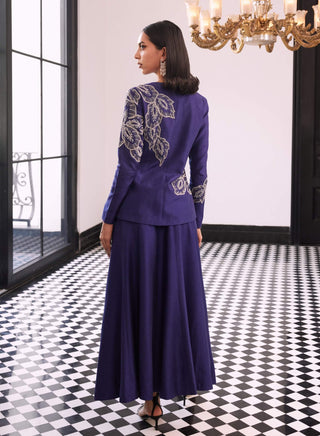Fernanda Purple Embellished Blazer And Skirt by Charu & Vasundhara available on Indiaspopup