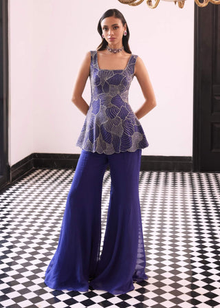 Fabiola Purple Peplum Kurta And Sharara by Charu & Vasundhara available on Indiaspopup