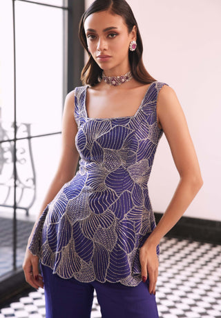 Fabiola Purple Peplum Kurta And Sharara by Charu & Vasundhara available on Indiaspopup