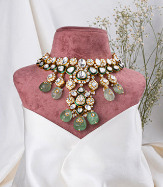 Sabrini green polki necklace set
