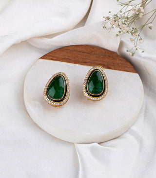 Mayuki green polki long necklace set