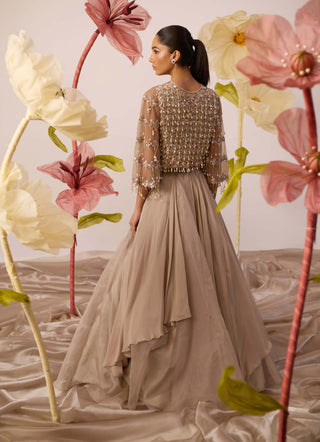 Cardinal Beige Lehenga Set by Roqa available on Indiaspopup.com