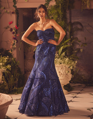 Celestial royal blue mermaid gown