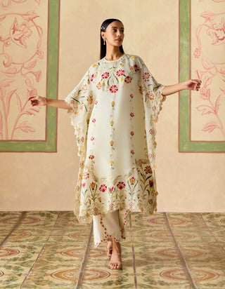 Ivory applique kaftan and tulip pants