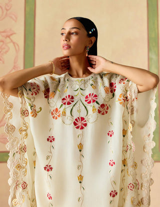 Ivory applique kaftan and tulip pants