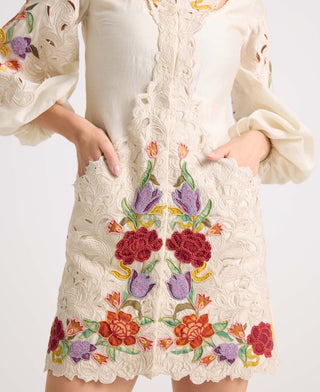 Chandrima-Ivory Cutout Detail Dress-INDIASPOPUP.COM
