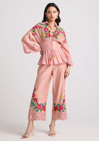 Chandrima-Soft Pink Threadwork Cutwork Pants-INDIASPOPUP.COM