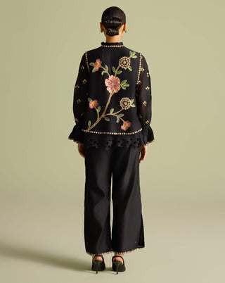 Black Mosaic Layered Shirt And Pants by Chandrima available on Indiaspopup.com