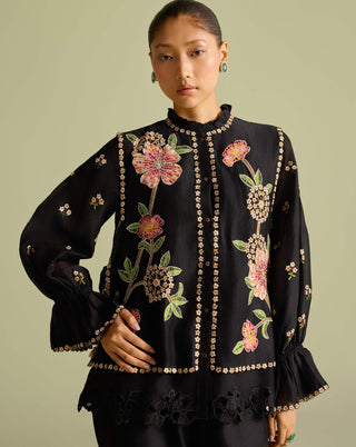 Black Mosaic Layered Shirt And Pants by Chandrima available on Indiaspopup.com