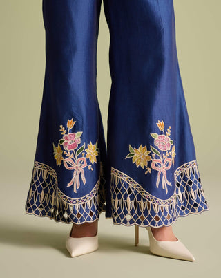 Ivory Beadwork Bustier With Indigo Jacket And Pants by Chandrima available on Indiaspopup.com