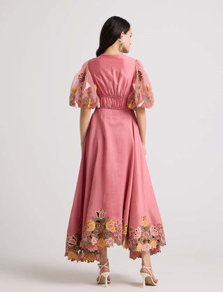 Chandrima-Blush Floral Cutwork Corset Dress-INDIASPOPUP.COM