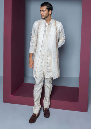 Contrast By Parth-Crystal Ivory Shrug And Kurta Set-INDIASPOPUP.COM