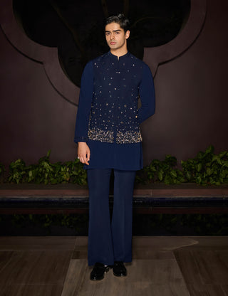 Stellar blue nehru jacket set