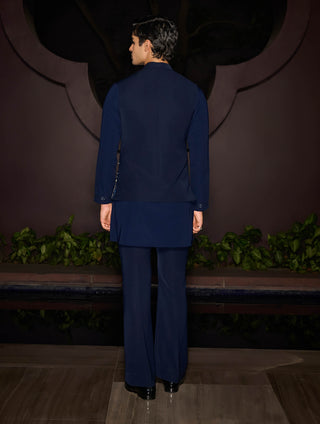 Stellar blue nehru jacket set