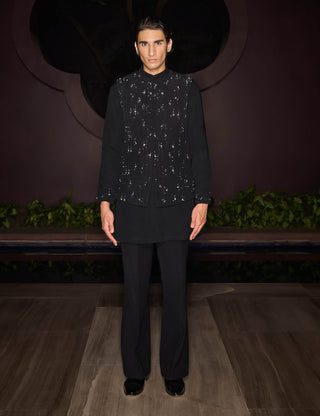 Royale black nehru jacket set