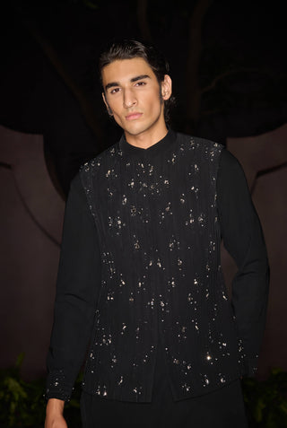 Royale black nehru jacket set