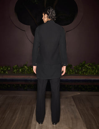 Royale black nehru jacket set