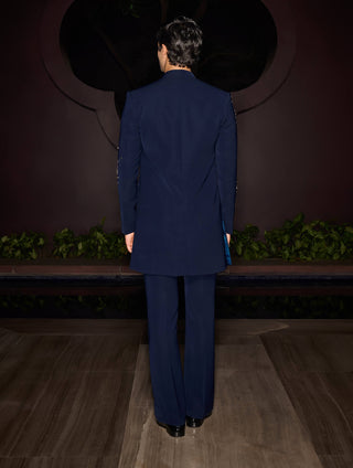 Celestial blue open sherwani set