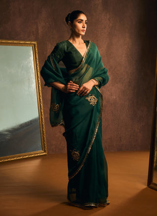 Kalpavali emerald green sari