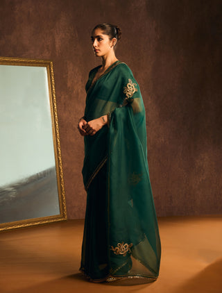 Kalpavali emerald green sari