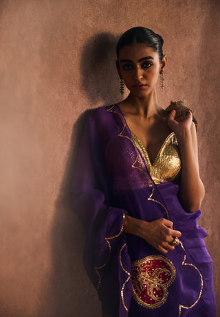 Mrignayani deep purple sari