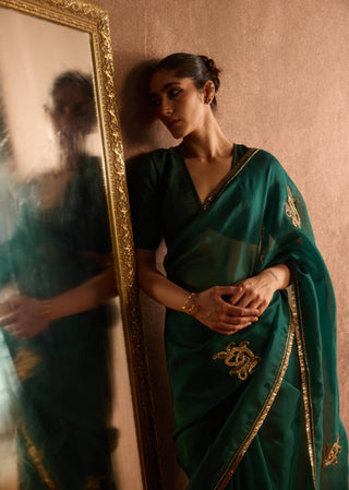 Kalpavali emerald green sari
