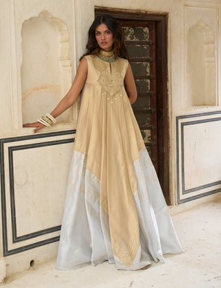 Champagne gold and moonlight mist choga set