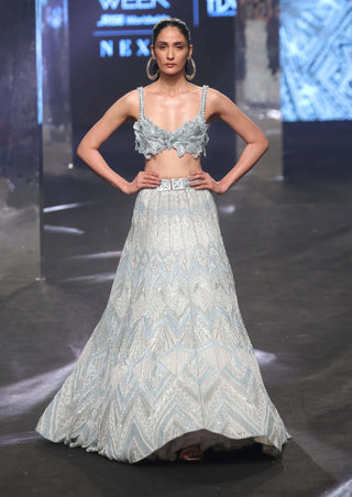Ritika Mirchandani-Tissa Ice Blue Lehenga Set-INDIASPOPUP.COM