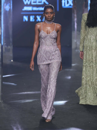 Ritika Mirchandani-Magen Metallic Lavender Top And Pants-INDIASPOPUP.COM