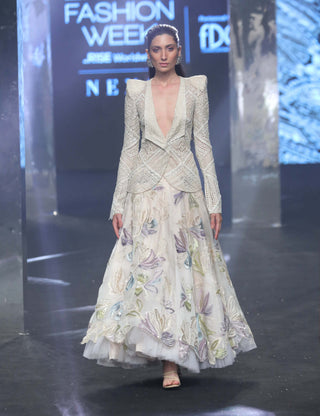 Ritika Mirchandani-Geneva Ivory Cutwork Blazer And Lehenga-INDIASPOPUP.COM