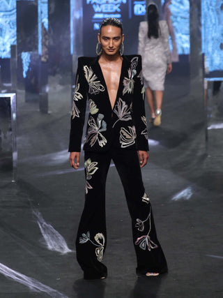 Ritika Mirchandani-Lina Metallic Black Blazer And Pant-INDIASPOPUP.COM