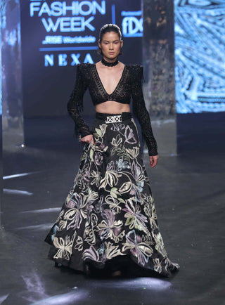 Ritika Mirchandani-Freda Black Cutwork Lehenga Set-INDIASPOPUP.COM