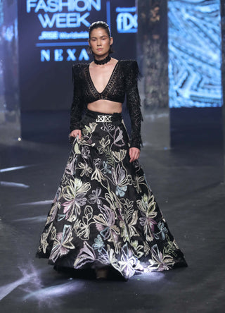 Ritika Mirchandani-Freda Black Cutwork Lehenga Set-INDIASPOPUP.COM