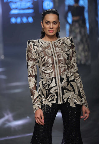 Ritika Mirchandani-Nusa Black Geometric Kurta And Sharara-INDIASPOPUP.COM