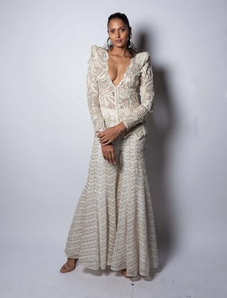 Ritika Mirchandani-Siriy Ivory Cutwork Kurta And Sharara-INDIASPOPUP.COM